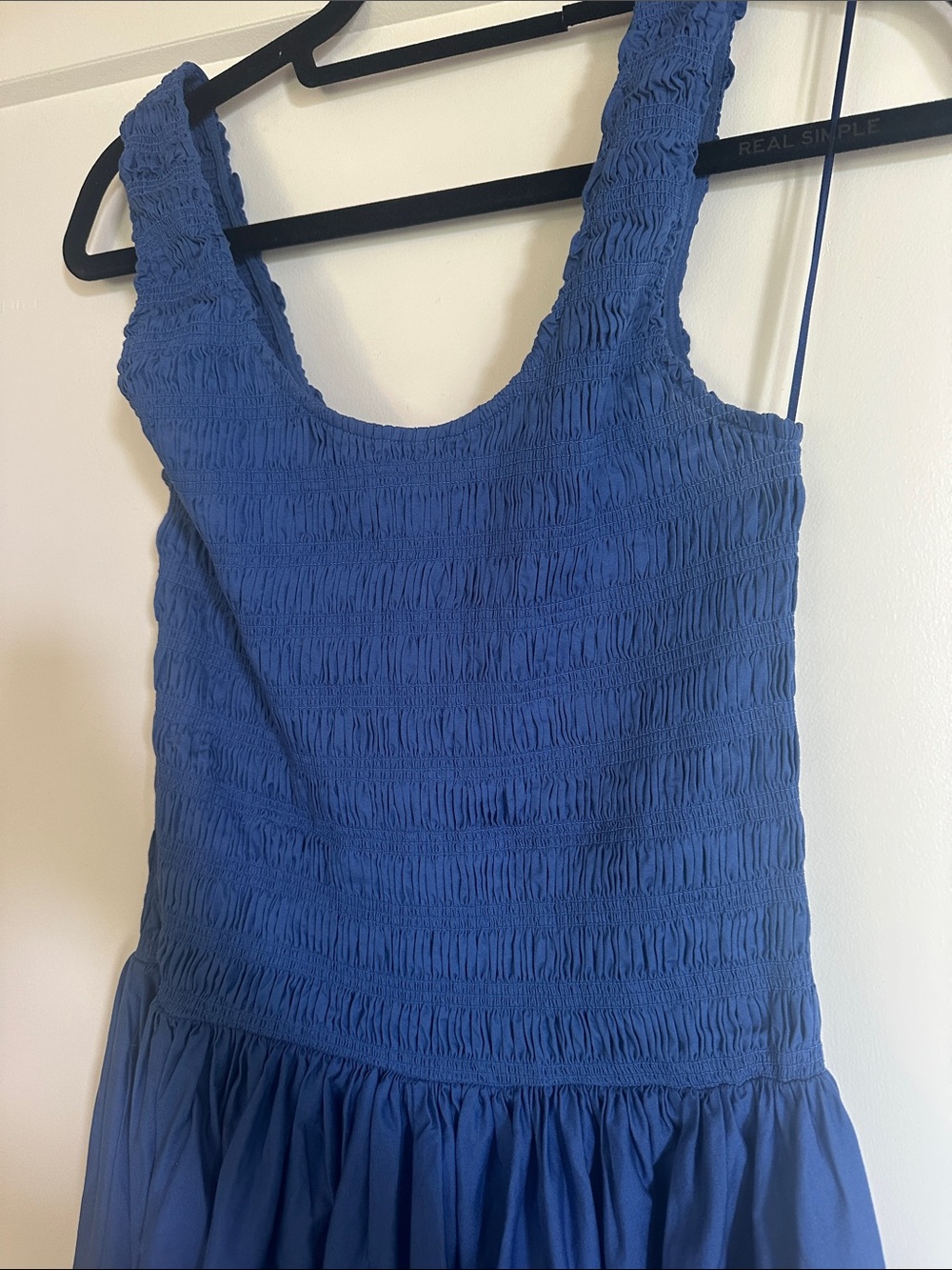 Women’s size medium pistola Blue Smocked Bodice Midi Dress - Picture 3 of 4